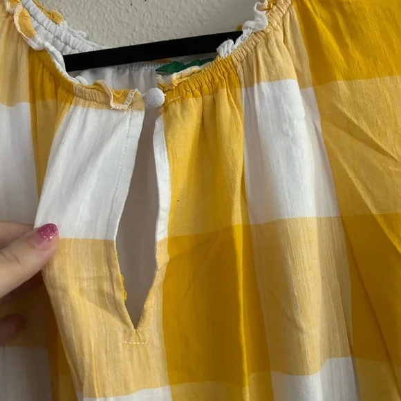 Dip Sleeveless Yellow White Gingham Peephole Dress Plus Size 1X - Picture 2 of 4